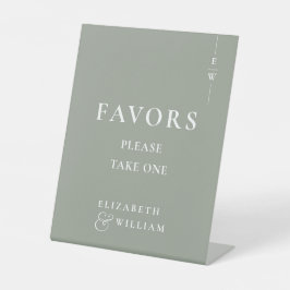 Moderne Monogram Sage Grüne Favoriten Hochzeit Sockelschild