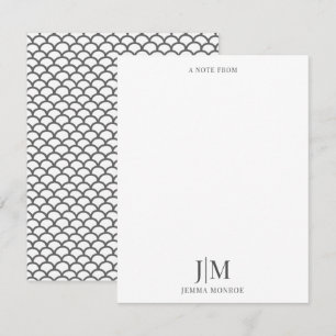 Moderne monogram Scallop Muster flache Note Card Mitteilungskarte