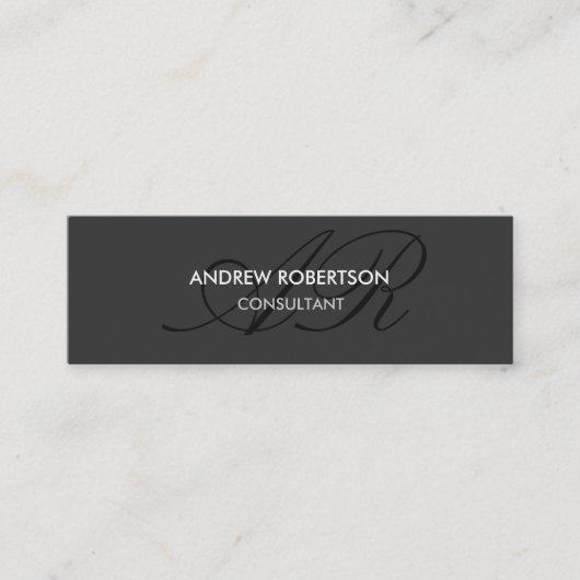 Moderne Monogram Schlicht Gray Trendy Business Car Mini Visitenkarte (Vorderseite)