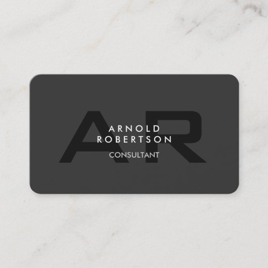 Moderne Monogram Schlicht Gray Trendy Business Car Visitenkarte (Vorderseite)