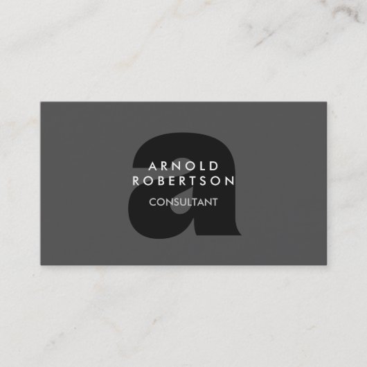 Moderne Monogram Schlicht Gray Trendy Business Car Visitenkarte (Vorderseite)