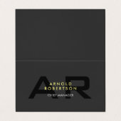 Moderne Monogram Schlicht Gray Trendy Business Car Visitenkarten (Außenseite Aufgefaltet)