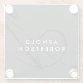 Moderne Monogram Schlicht Gray Trendy Glasuntersetzer (Rückseite)