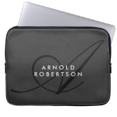 Moderne Monogram Schlicht Gray Trendy Laptopschutzhülle (Vorderseite)