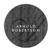 Moderne Monogram Schlicht Gray Trendy Schneidebrett (Vorderseite)