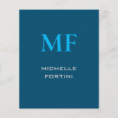 Moderne Monogram Schlicht Sky & Ocean Blue Flyer (Vorne)