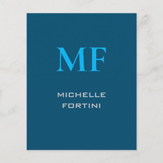 Moderne Monogram Schlicht Sky & Ocean Blue Flyer (Vorne)