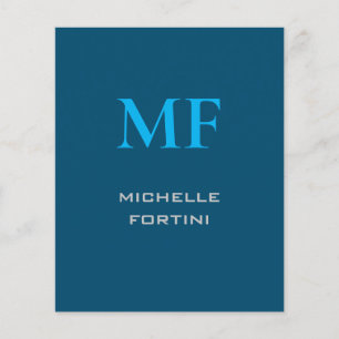 Moderne Monogram Schlicht Sky & Ocean Blue Flyer