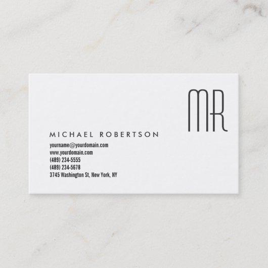 Moderne Monogram Schwarz-weiß Clean Business Card Visitenkarte (Vorderseite)