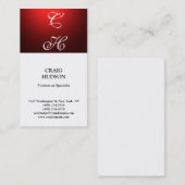 Moderne Monogram Schwarz-weiß Red Business Card Visitenkarte (Vorne/Hinten)