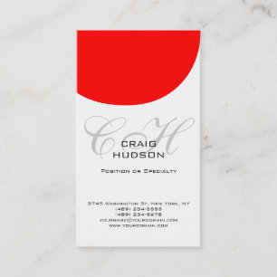Moderne Monogram Schwarz-weiß Red Business Card Visitenkarte