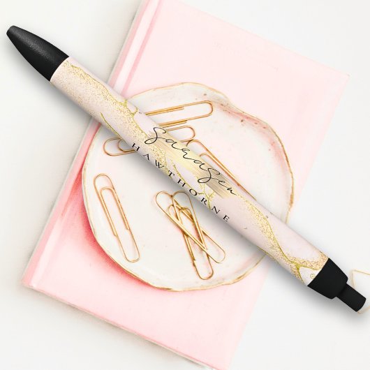Moderne Monogram Script Blush Pink Gold Foil Kugelschreiber