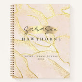 Moderne Monogram Script Blush Pink Gold Foil Notizblock (Vorderseite)