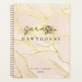 Moderne Monogram Script Blush Pink Gold Foil Planer (Vorderseite)