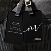 Moderne Monogram Script Calligraphy Black Gepäckanhänger
