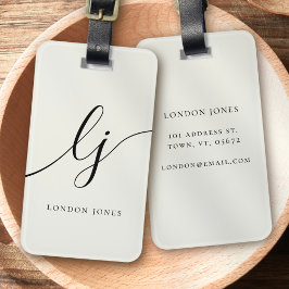 Moderne Monogram Script Calligraphy Ivory White Gepäckanhänger