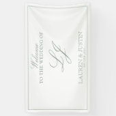 Moderne Monogram Script Classic Sage Green Willkom Banner (Vertikal)