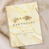 Moderne Monogram Script Elegant Ivory Gold Foil Notizblock