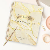 Moderne Monogram Script Elegant Ivory Gold Foil Planer