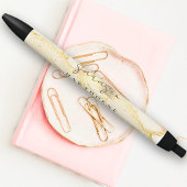 Moderne Monogram Script Elegant Ivory Gold Glitzer Kugelschreiber