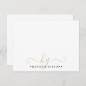 Moderne Monogram Script Initials Gold Black Mitteilungskarte (Vorne/Hinten)