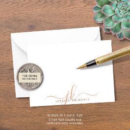 Moderne Monogram Script Initials Terracotta Mitteilungskarte