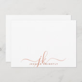 Moderne Monogram Script Initials Terracotta Mitteilungskarte (Vorne/Hinten)