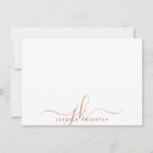 Moderne Monogram Script Initials Terracotta Mitteilungskarte (Vorderseite)