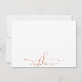 Moderne Monogram Script Initials Terracotta Mitteilungskarte