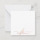 Moderne Monogram Script Initials Terracotta Mitteilungskarte (Vorderseite)