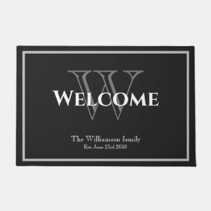 Moderne Monogram Script Name Niedlich Wedding Will Fußmatte