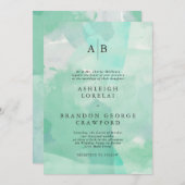 Moderne Monogram Sea Foam Watercolor Hochzeit Einladung (Vorne/Hinten)