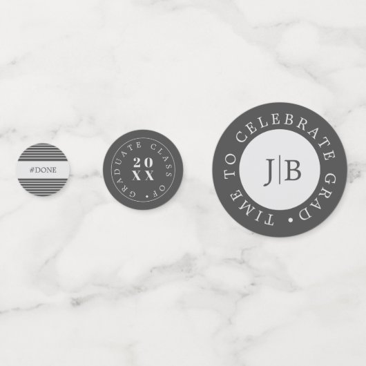 Moderne Monogram Silver Gray Graduation Party Konfetti (Rückseiten)