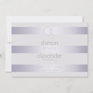Moderne Monogram-Silver Lilac-Streifen Save The Date