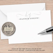 Moderne Monogram Silver Script-Initialen Mitteilungskarte