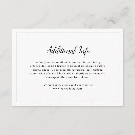 Moderne Monogram Simple Elegante Wedding Begleitkarte (Vorderseite)