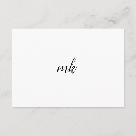 Moderne Monogram Simple Elegante Wedding Begleitkarte (Rückseite)