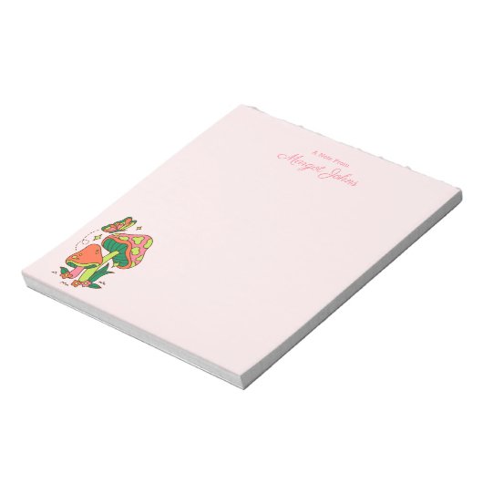 Moderne Monogram Simple Stylish Retro Mushrooms Notizblock (Rotiert)