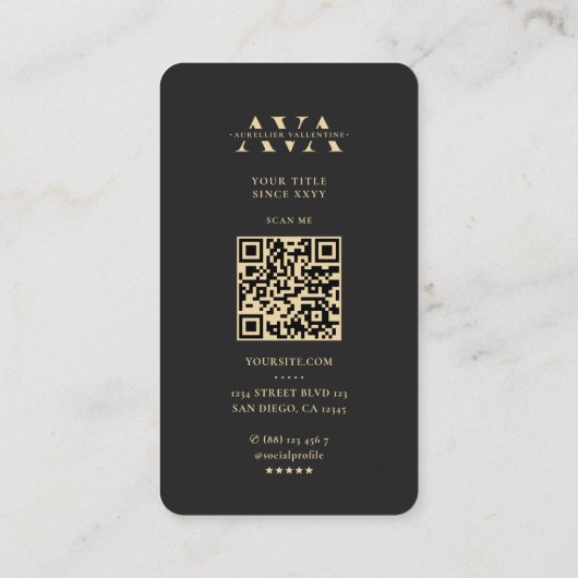 Moderne Monogram Skincare Esthetician Elegant Blac Visitenkarte (Rückseite)