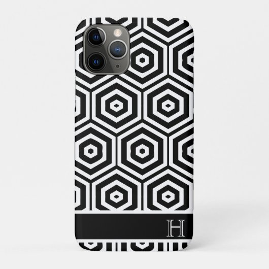 Moderne Monogram-Stilvoll Schwarz-Weiß Case-Mate iPhone Hülle (Rückseite)