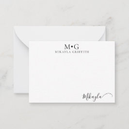 Moderne Monogram Stylish Script Custom Mitteilungskarte