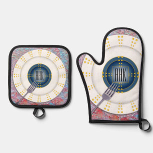 Moderne Monogram-Tablets Ofenhandschuh & Topflappen-Set
