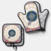 Moderne Monogram-Tablets Ofenhandschuh & Topflappen-Set (Vorderseite/Rückseite)