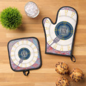 Moderne Monogram-Tablets Ofenhandschuh & Topflappen-Set (Oben Unten)