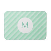 Moderne Monogram Template Minze Green Stripes tren Badematte (Vorderseite)
