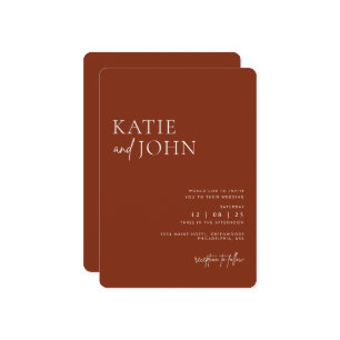 Moderne Monogram Terracotta Boho Wedding Einladung
