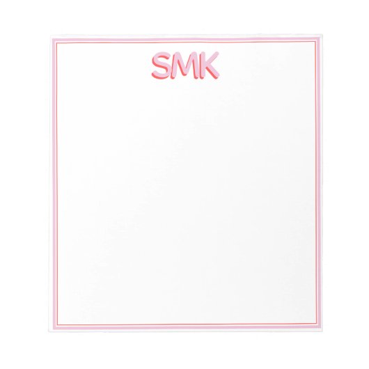 Moderne Monogram Trendy Shadow Initials Stilvoll Notizblock (Vorderseite)