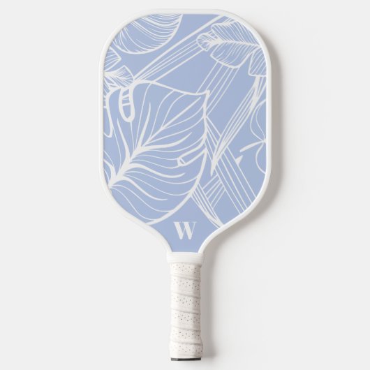 Moderne Monogram Trendy Tropical Periwinkle Pickleball Schläger (Vorderseite)