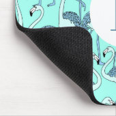 Moderne Monogram tropische Flamingos Mousepad (Ecke)