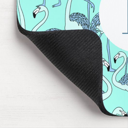 Moderne Monogram tropische Flamingos Mousepad (Ecke)